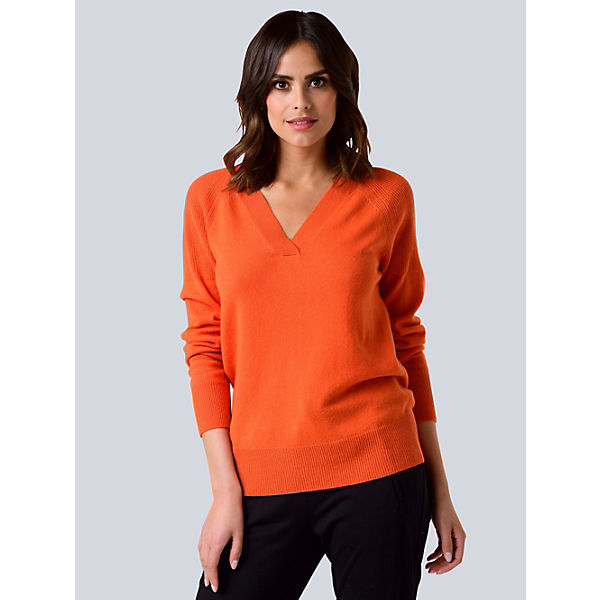 Bekleidung Pullover Alba Moda Pullover aus hochwertiger reiner Kaschmirqualität orange