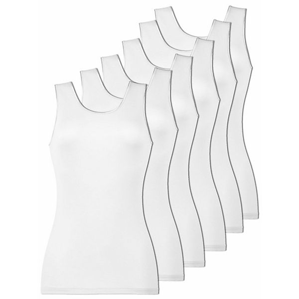 Bekleidung Unterhemden 6er Pack Damen Achselhemd Organic Cotton Unterhemden weiß
