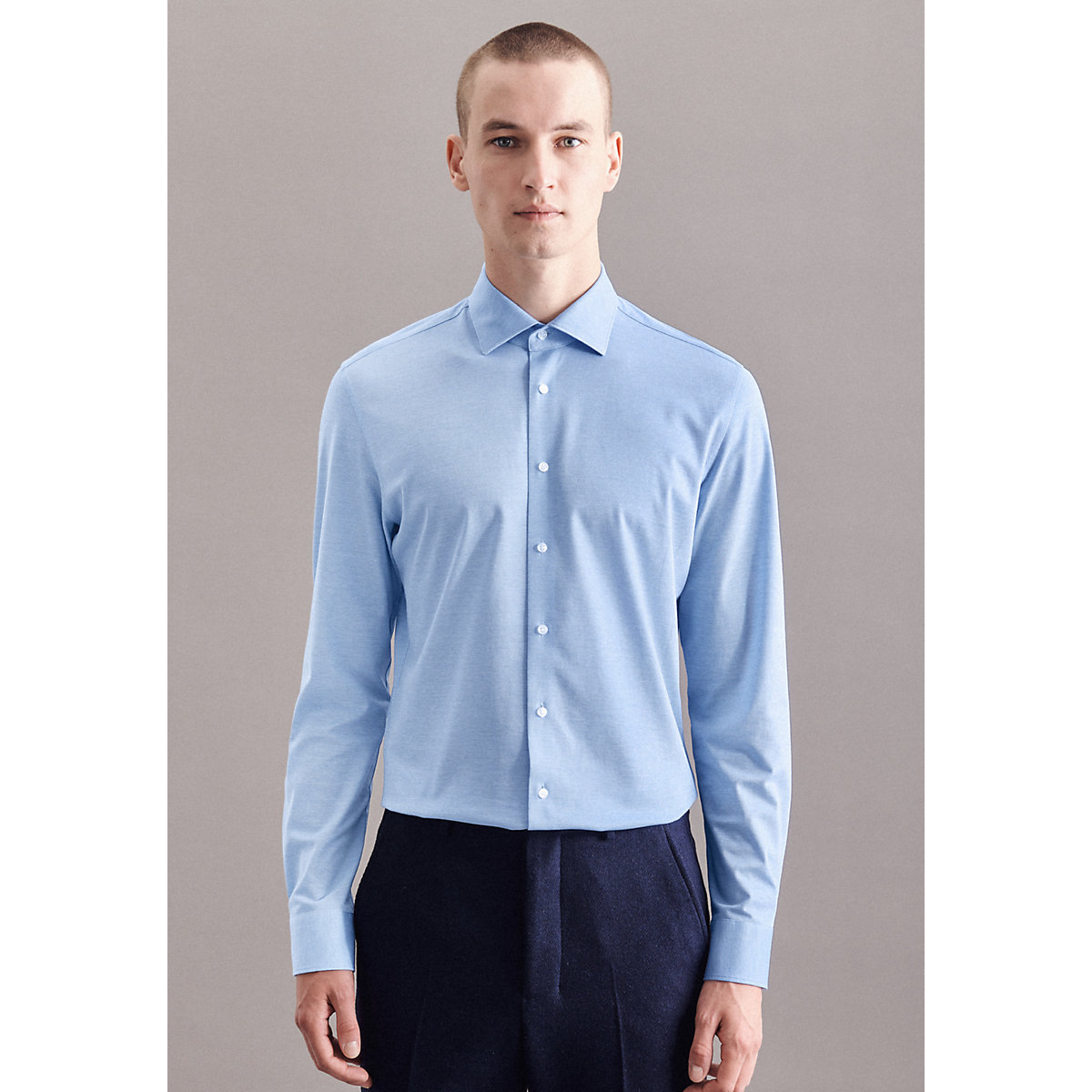 seidensticker Performancehemd Shaped Langarm Kentkragen Uni Langarmhemden blau