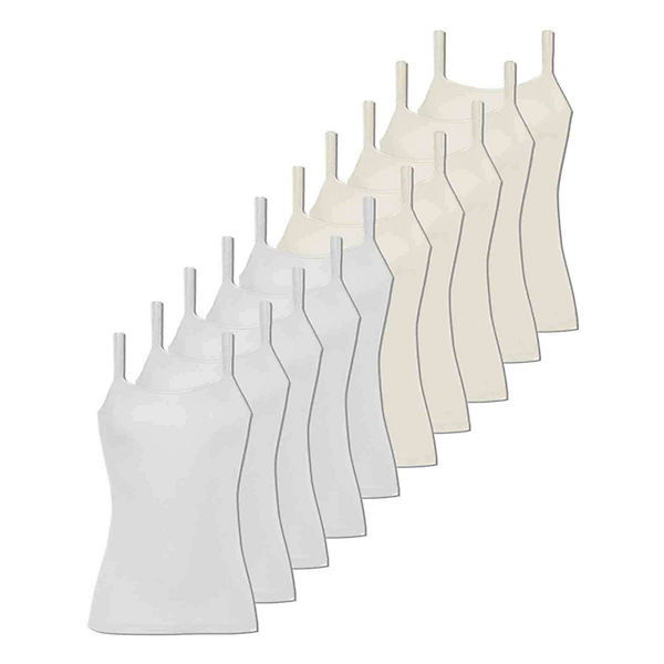 Bekleidung Unterhemden 10er Pack Damen Träger-Unterhemd Unterhemden weiß-kombi Bekleidung Unterhemden 10er Pack Damen Träger-Unterhemd Unterhemden weiß-kombi