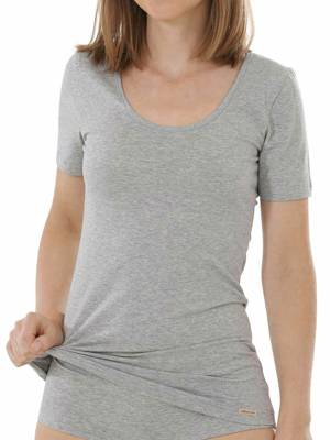 2er Pack Baumwoll Damen Shirt Unterhemd Unterhemden hellgrau