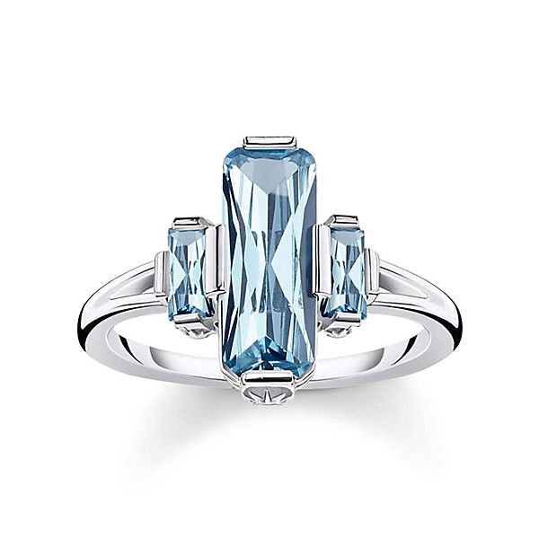 Accessoires Ringe Thomas Sabo Damen-Silberring Große Blaue Steine Ringe blau