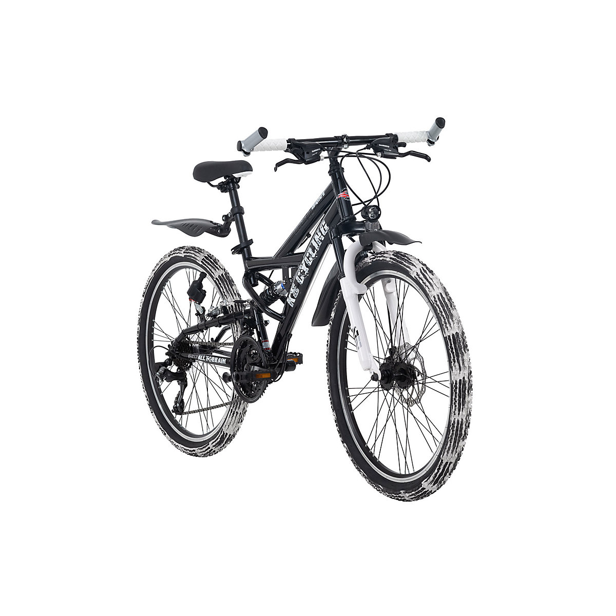KS Cycling KS Cycling Kinder-Mountainbike ATB Fully 24'' Crusher schwarz-weiß Rahmenhöhe: 36 cm schwarz/weiß