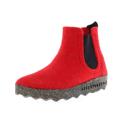ASPORTUGUESAS CAIA P018084012 Damen Chelsea Boots Halbschuhe Hausschuhe Slipper Naturwollfilz Nachhaltig rot Klassische Stiefeletten