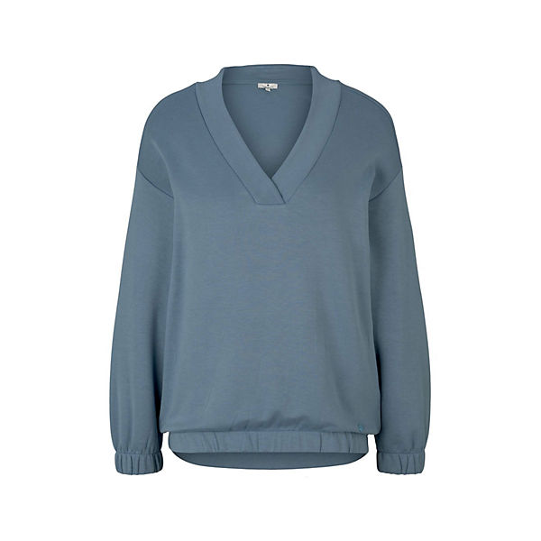 Bekleidung Sweatshirts TOM TAILOR Strick & Sweatshirts Sweatshirt mit V-Ausschnitt Sweatshirts blau