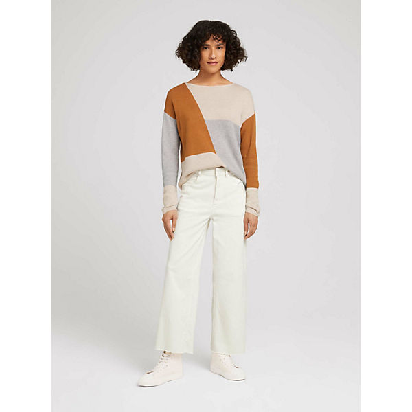 Bekleidung Pullover TOM TAILOR Pullover & Strickjacken Pullover im Color Blocking Pullover braun