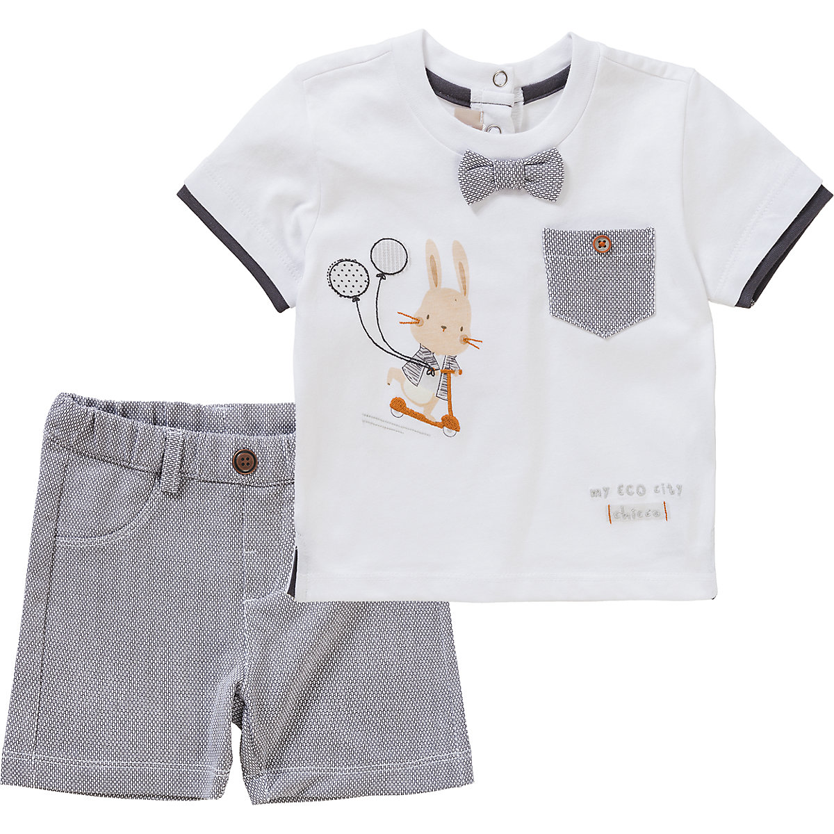 CHICCO Baby Set T-Shirt + kurze Hose grau