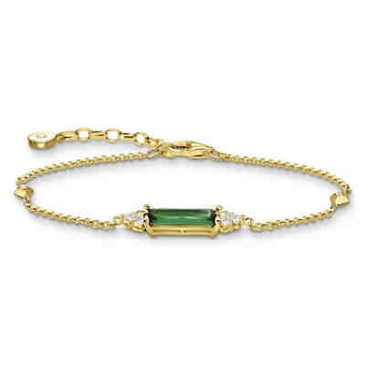 Damenarmband Grüner Stein vergoldet Armbänder