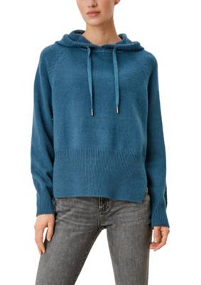 s.Oliver Strickpullover mit Kapuze Pullover petrol