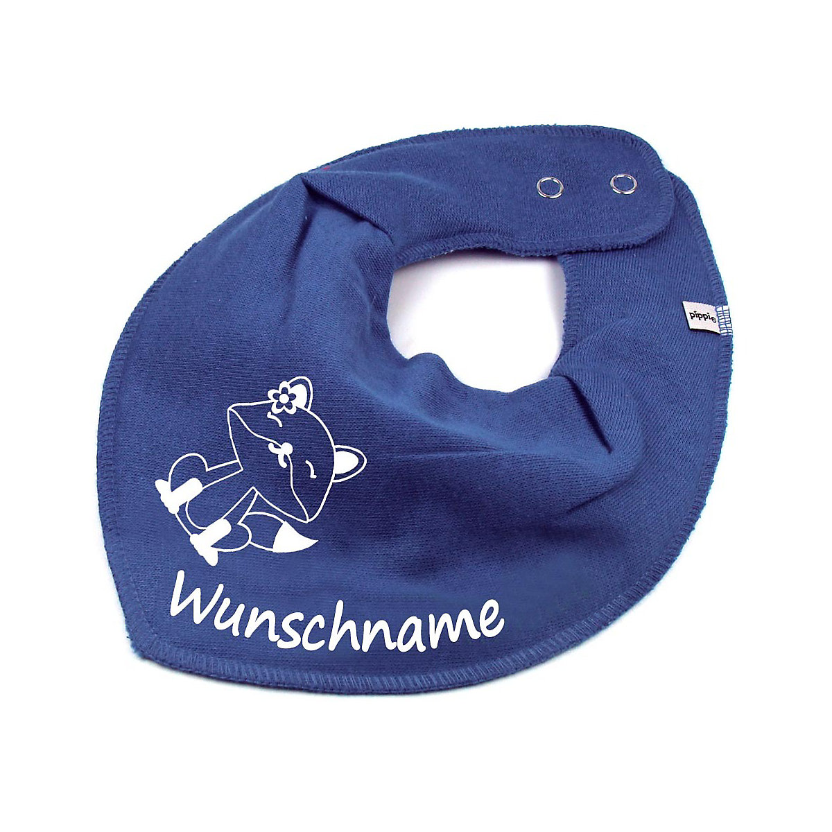elefantasie Halstuch Füchsin personalisiert mit Namen blau/grau