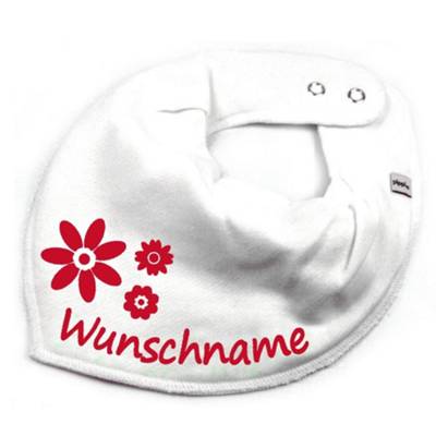 elefantasie Halstuch Blumen personalisiert mit Namen weiß