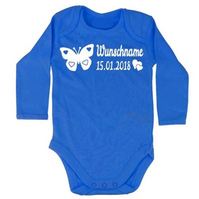 elefantasie Body Schmetterling personalisiert mit Namen blau