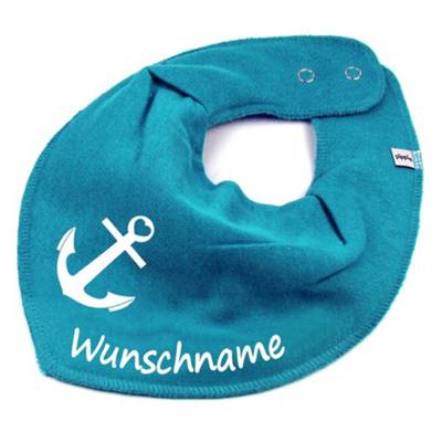 elefantasie Halstuch Anker personalisiert mit Namen türkis