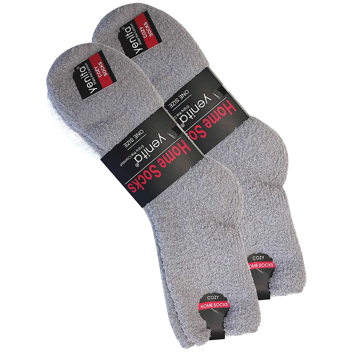 yenita® Kuschelsocken 4 Paar Socken grau/weiß