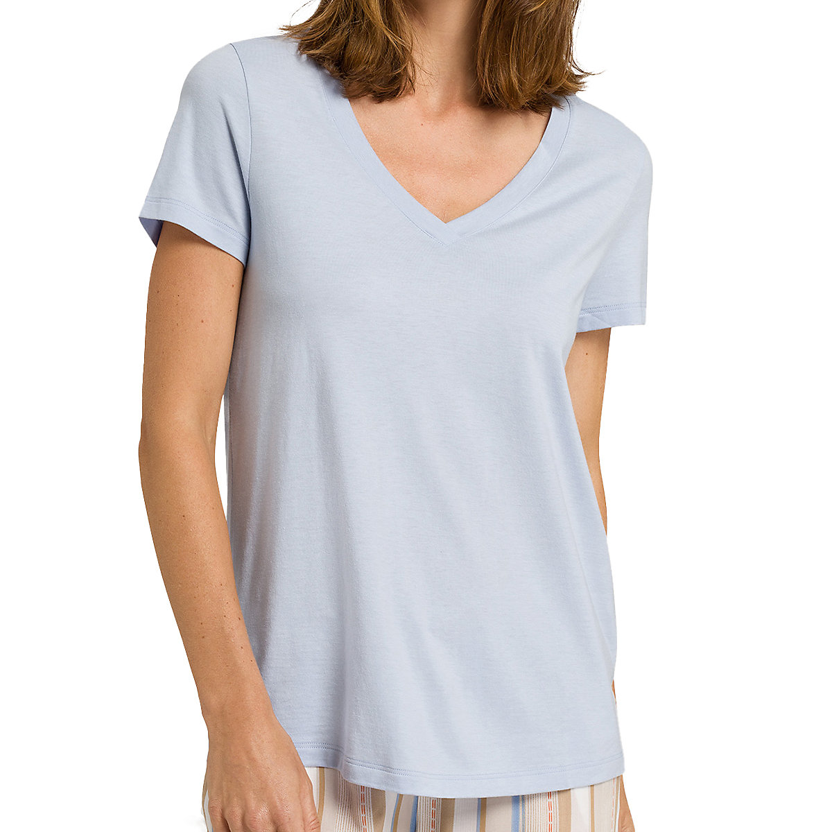 HANRO Schlafanzug Shirt kurzarm Sleep & Lounge Nachthemden blau