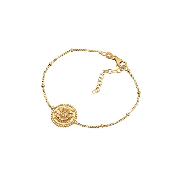 Accessoires Armbänder Elli Elli Armband Lotusblüte Blume Disc Münze 925 Silber Armbänder gold