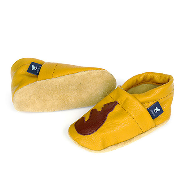 Schuhe  Pantau® Krabbelschuhe / Lederpuschen / Hausschuhe mit Bär Krabbelschuhe gelb