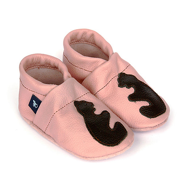Schuhe  Pantau® Krabbelschuhe / Lederpuschen / Hausschuhe mit Bär Krabbelschuhe rosa
