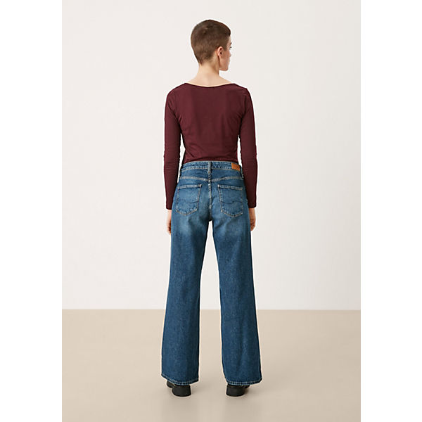 Bekleidung Stoffhosen QS by s.Oliver Slim: Wide leg-Jeans Stoffhosen blau Bekleidung Stoffhosen QS by s.Oliver Slim: Wide leg-Jeans Stoffhosen blau