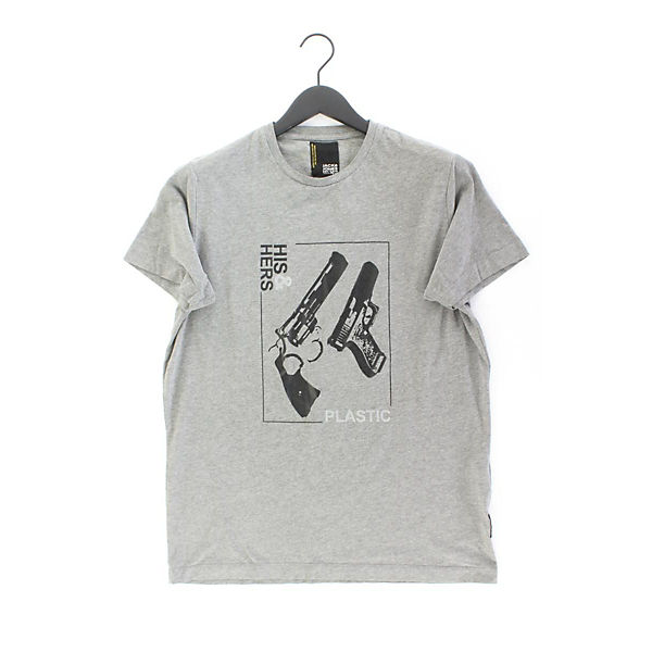 Second Hand -  Printshirt Kurzarm grau aus Baumwolle Herren Gr. XL