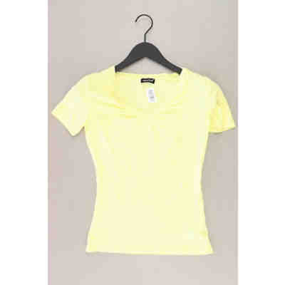 Second Hand -  Shirt mit V-Ausschnitt Kurzarm gelb aus Viskose Damen Gr. XS