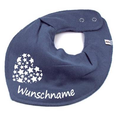 elefantasie Halstuch Sterne personalisiert mit Namen grau
