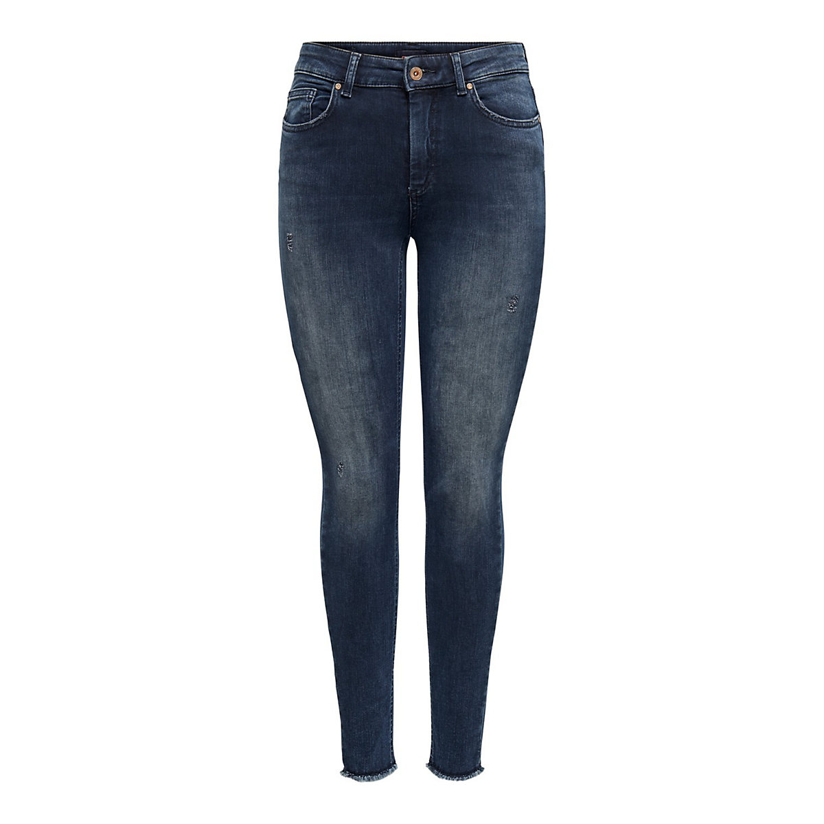 ONLY Skinny Fit Ankle Jeans ONLBLUSH Denim Hose Fransen dunkelblau PR9677
