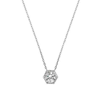 Kette mit Anhänger für Damen, Sterling Silber 925 rhodiniert, Zirkonia (synth.) Halsketten