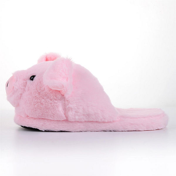 Schuhe Geschlossene Hausschuhe Katara Tierhausschuhe Plüsch Slipper (Schwein Lama Bär Hase) in Einheitsgrößen Hausschuhe rosa