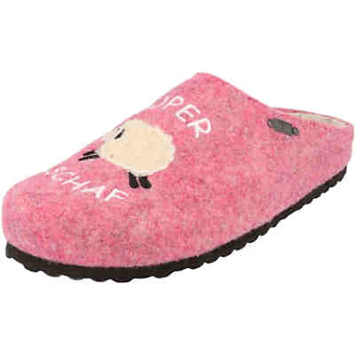 522-276 Damen Schuhe Hausschuhe Filz Pantoffeln Pink "Super Schaf" Hausschuhe