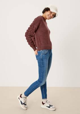 QS by s.Oliver Pullover rot Strukturmuster Pullover mit