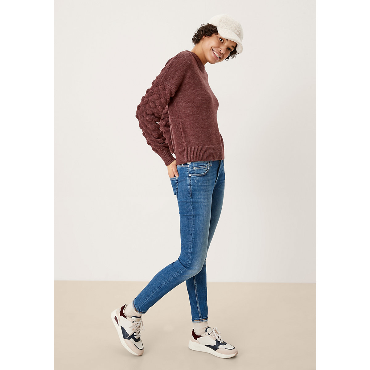 QS by s.Oliver Pullover mit Strukturmuster Pullover rot