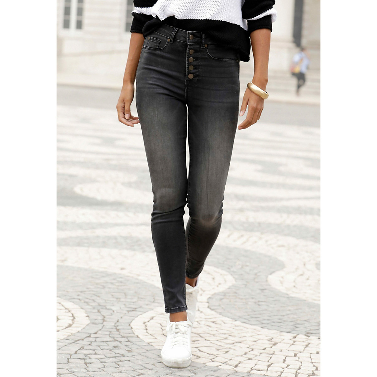 LASCANA High-waist-Jeans black denim