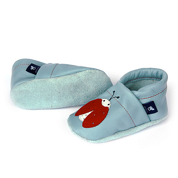 Schuhe Geschlossene Hausschuhe Pantau® Lederpuschen / Hausschuhe / Slipper mit Marienkäfer Hausschuhe hellblau