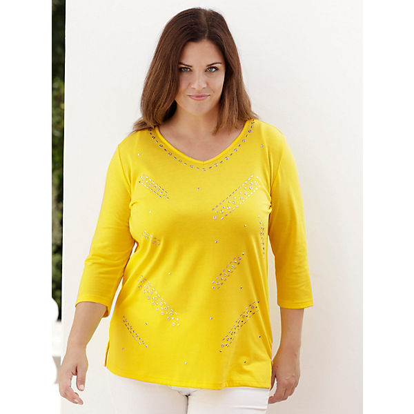 Bekleidung T-Shirts m. collection Shirt mit aufwendiger Plättchendekoration gelb