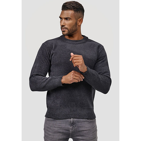 Bekleidung Pullover Max Men® Einfarbiger Strick Pullover Basic Longsleeve Sweater grau
