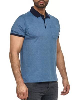 Max Men® Poloshirt Rombus Kragen Sommer Hemd blau