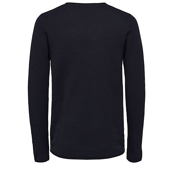 Bekleidung Pullover SELECTED HOMME Einfarbiger Strickpullover Rundhals Long Sleeve Shirt SLHROCKY blau Bekleidung Pullover SELECTED HOMME Einfarbiger Strickpullover Rundhals Long Sleeve Shirt SLHROCKY blau