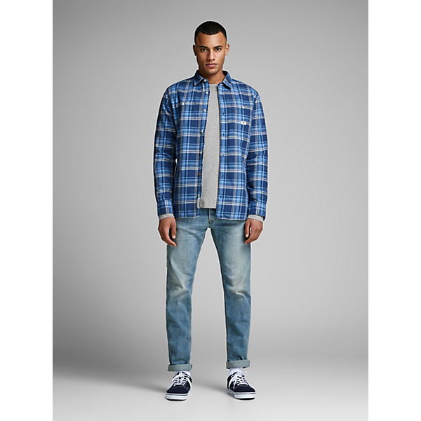 Bekleidung Langarmshirts JACK & JONES Longsleeve Basic Stretch Shirt JJEBASIC Dünner Pullover grau Bekleidung Langarmshirts JACK & JONES Longsleeve Basic Stretch Shirt JJEBASIC Dünner Pullover grau