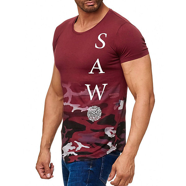 Bekleidung T-Shirts ARIZONAS T Shirt Allover Print TarnH2161 rot