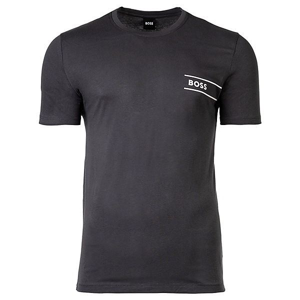 Bekleidung T-Shirts BOSS Herren T-Shirt - Rundhals Pure Cotton Logo T-Shirts dunkelgrau