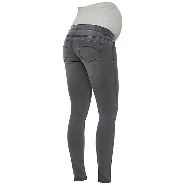 Bekleidung Slim Jeans mamalicious Umstandsjeans Bauch Denim Hose grau