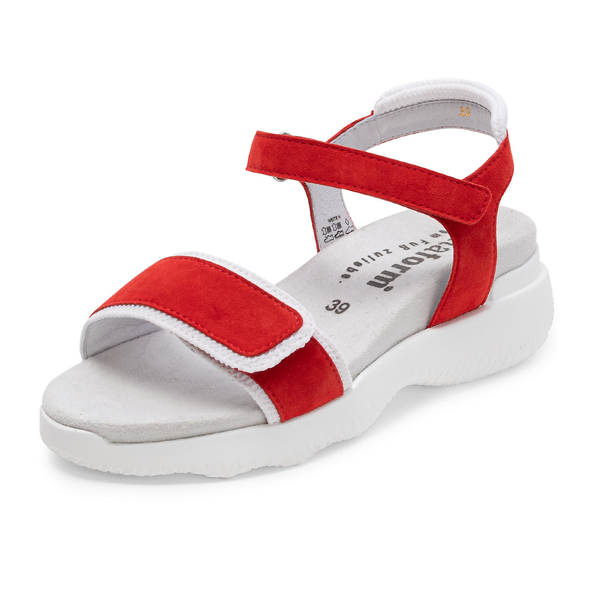 vitaform Leder Sandaletten für Damen mit Keilabsatz Damen Sandalen mit Absatz Sandaletten Damen Sommerschuhe für Damen Damen Sandalette Leder Samtziege rot