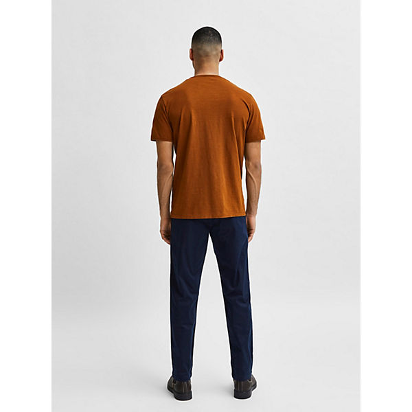 Bekleidung T-Shirts SELECTED HOMME Einfarbiges Rundhals T-Shirt Kurzarm Flammgarn Shirt SLHMORGAN braun Bekleidung T-Shirts SELECTED HOMME Einfarbiges Rundhals T-Shirt Kurzarm Flammgarn Shirt SLHMORGAN braun