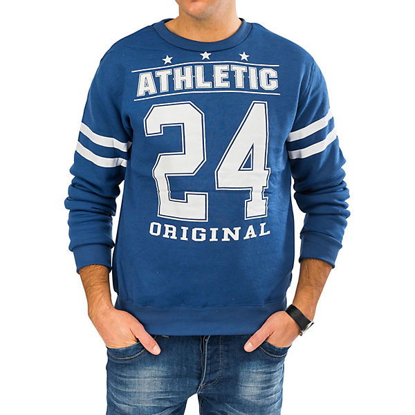 Bekleidung Pullover ARIZONAS Pullover Sweatshirt Sterne Streifen Zahlen Print blau