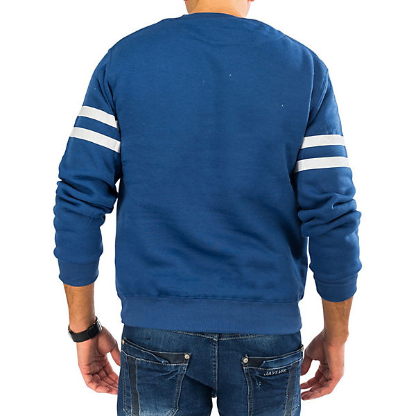 Bekleidung Pullover ARIZONAS Pullover Sweatshirt Sterne Streifen Zahlen Print blau Bekleidung Pullover ARIZONAS Pullover Sweatshirt Sterne Streifen Zahlen Print blau