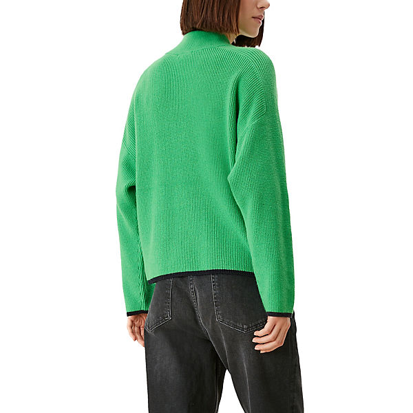 Bekleidung Pullover s.Oliver Pullover mit Troyer-Kragen Pullover grün