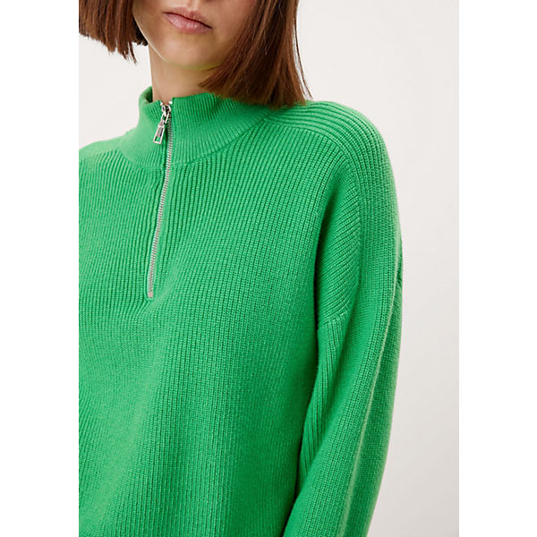 Bekleidung Pullover s.Oliver Pullover mit Troyer-Kragen Pullover grün