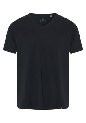 DETTO FATTO T-Shirt legerer Schnitt mit V-Ausschnitt C2C Certified® T-Shirts schwarz