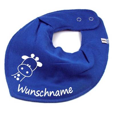 elefantasie Halstuch Giraffe personalisiert mit Namen blau